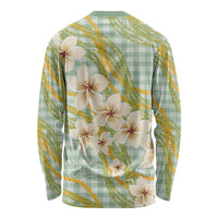 Liko Kukui Hawai'i Palaka Plumeria Long Sleeve Shirt Puakenikeni and Maile Lei