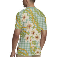 Liko Kukui Hawai'i Palaka Plumeria Rugby Jersey Puakenikeni and Maile Lei
