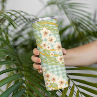 Liko Kukui Hawai'i Palaka Plumeria Skinny Tumbler Puakenikeni and Maile Lei