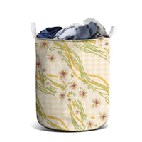 Melemele Ahiahia Hawai'i Palaka Plumeria Laundry Basket Puakenikeni and Maile Lei
