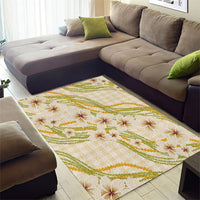 Melemele Ahiahia Hawai'i Palaka Plumeria Area Rug Puakenikeni and Maile Lei