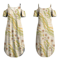 Melemele Ahiahia Hawai'i Palaka Plumeria Family Matching Summer Maxi Dress and Hawaiian Shirt Puakenikeni and Maile Lei