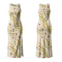 Melemele Ahiahia Hawai'i Palaka Plumeria Family Matching Tank Maxi Dress and Hawaiian Shirt Puakenikeni and Maile Lei