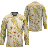 Melemele Ahiahia Hawai'i Palaka Plumeria Hockey Jersey Puakenikeni and Maile Lei
