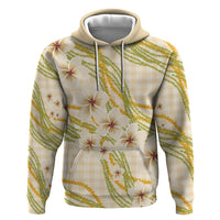 Melemele Ahiahia Hawai'i Palaka Plumeria Hoodie Puakenikeni and Maile Lei