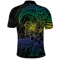 Floral Polynesian Hibiscus Tattoo Polo Shirt Green Gradient Style