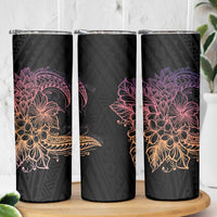 Floral Polynesian Hibiscus Tattoo Skinny Tumbler Peach Gradient Style LT9 - Polynesian Pride