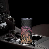 Floral Polynesian Hibiscus Tattoo Skinny Tumbler Peach Gradient Style LT9 - Polynesian Pride