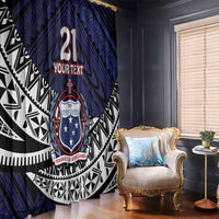 Custom Samoa Rugby Pacific Window Curtain Samoan Warrior Tribal Pattern