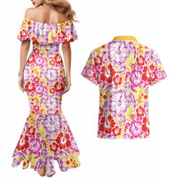 Palaka with Honu and Hibiscus Couples Matching Mermaid Dress and Hawaiian Shirt Hawaiian Heritage Spirit LT9 - Polynesian Pride