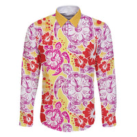 Palaka with Honu and Hibiscus Family Matching Long Sleeve Bodycon Dress and Hawaiian Shirt Hawaiian Heritage Spirit LT9 Dad's Shirt - Long Sleeve Red - Polynesian Pride