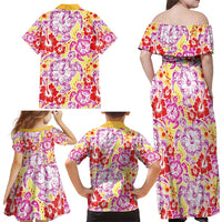Palaka with Honu and Hibiscus Family Matching Off Shoulder Maxi Dress and Hawaiian Shirt Hawaiian Heritage Spirit LT9 - Polynesian Pride