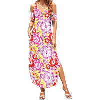Palaka with Honu and Hibiscus Family Matching Summer Maxi Dress and Hawaiian Shirt Hawaiian Heritage Spirit LT9 Mom's Dress Red - Polynesian Pride