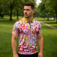 Palaka with Honu and Hibiscus Zipper Polo Shirt Hawaiian Heritage Spirit - Polynesian Pride