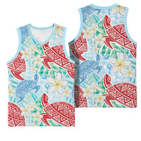Palaka with Honu and Plumeria Basketball Jersey Hawaiian Heritage Spirit - Polynesian Pride