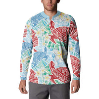 Palaka with Honu and Plumeria Button Sweatshirt Hawaiian Heritage Spirit - Polynesian Pride