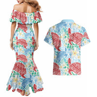 Palaka with Honu and Plumeria Couples Matching Mermaid Dress and Hawaiian Shirt Hawaiian Heritage Spirit LT9 - Polynesian Pride