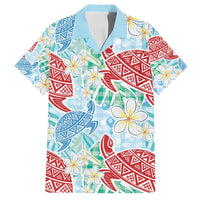 Palaka with Honu and Plumeria Family Matching Tank Maxi Dress and Hawaiian Shirt Hawaiian Heritage Spirit LT9 Dad's Shirt - Short Sleeve Blue - Polynesian Pride