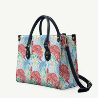 Palaka with Honu and Plumeria Leather Bag Hawaiian Heritage Spirit - Polynesian Pride