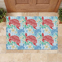 Palaka with Honu and Plumeria Rubber Doormat Hawaiian Heritage Spirit - Polynesian Pride