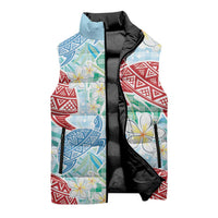 Palaka with Honu and Plumeria Sleeveless Puffer Jacket Hawaiian Heritage Spirit - Polynesian Pride