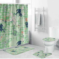 Green Palaka Crane and Flowers Bathroom Set Japan Heritage Spirit LT9 Bathroom Set (4 pcs) Green - Polynesian Pride
