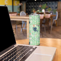 Green Palaka Crane and Flowers Skinny Tumbler Japan Heritage Spirit LT9 - Polynesian Pride