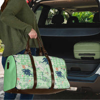 Green Palaka Crane and Flowers Travel Bag Japan Heritage Spirit - Polynesian Pride