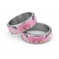 Pink Palaka Crane and Flowers Classic Ring Japan Heritage Spirit - Polynesian Pride