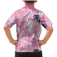 Pink Palaka Crane and Flowers Family Matching Mermaid Dress and Hawaiian Shirt Japan Heritage Spirit LT9 - Polynesian Pride