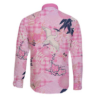 Pink Palaka Crane and Flowers Family Matching Puletasi and Hawaiian Shirt Japan Heritage Spirit LT9 - Polynesian Pride