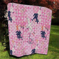 Pink Palaka Crane and Flowers Quilt Japan Heritage Spirit LT9 - Polynesian Pride