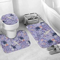 Purple Palaka Crane and Flowers Bathroom Set Japan Heritage Spirit LT9 Mat Set Only (3 pcs) One Size Purple - Polynesian Pride