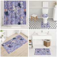 Purple Palaka Crane and Flowers Bathroom Set Japan Heritage Spirit LT9 - Polynesian Pride