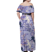 Purple Palaka Crane and Flowers Family Matching Off Shoulder Maxi Dress and Hawaiian Shirt Japan Heritage Spirit LT9 - Polynesian Pride