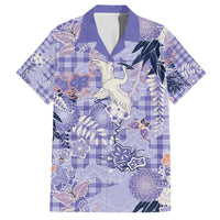 Purple Palaka Crane and Flowers Family Matching Puletasi and Hawaiian Shirt Japan Heritage Spirit LT9 Dad's Shirt - Short Sleeve Purple - Polynesian Pride