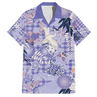 Purple Palaka Crane and Flowers Family Matching Short Sleeve Bodycon Dress and Hawaiian Shirt Japan Heritage Spirit LT9 Dad's Shirt - Short Sleeve Purple - Polynesian Pride