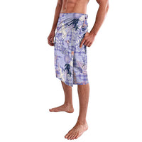 Purple Palaka Crane and Flowers Lavalava Japan Heritage Spirit - Polynesian Pride
