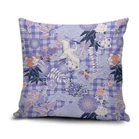 Purple Palaka Crane and Flowers Pillow Cover Japan Heritage Spirit LT9 Purple - Polynesian Pride