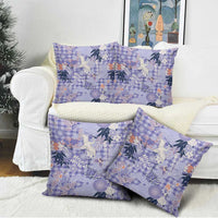 Purple Palaka Crane and Flowers Pillow Cover Japan Heritage Spirit LT9 - Polynesian Pride