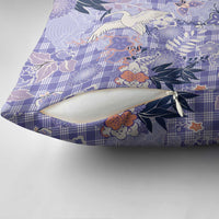 Purple Palaka Crane and Flowers Pillow Cover Japan Heritage Spirit LT9 - Polynesian Pride