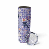 Purple Palaka Crane and Flowers Skinny Tumbler Japan Heritage Spirit LT9 - Polynesian Pride