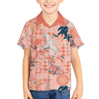 Red Palaka Crane and Flowers Hawaiian Shirt Japan Heritage Spirit - Polynesian Pride
