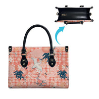 Red Palaka Crane and Flowers Leather Bag Japan Heritage Spirit - Polynesian Pride