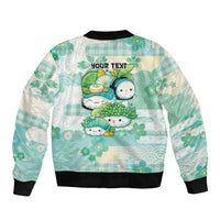 Personalized Japanese Kawaii Sushi Bomber Jacket Green Wagara Palaka This Is How I Roll