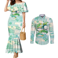 Personalized Japanese Kawaii Sushi Couples Matching Mermaid Dress and Long Sleeve Button Shirt Green Wagara Palaka This Is How I Roll