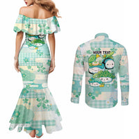 Personalized Japanese Kawaii Sushi Couples Matching Mermaid Dress and Long Sleeve Button Shirt Green Wagara Palaka This Is How I Roll