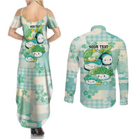Personalized Japanese Kawaii Sushi Couples Matching Summer Maxi Dress and Long Sleeve Button Shirt Green Wagara Palaka This Is How I Roll
