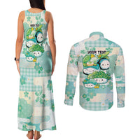 Personalized Japanese Kawaii Sushi Couples Matching Tank Maxi Dress and Long Sleeve Button Shirt Green Wagara Palaka This Is How I Roll