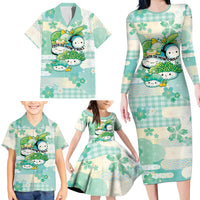 Personalized Japanese Kawaii Sushi Family Matching Long Sleeve Bodycon Dress and Hawaiian Shirt Green Wagara Palaka This Is How I Roll LT9 - Polynesian Pride